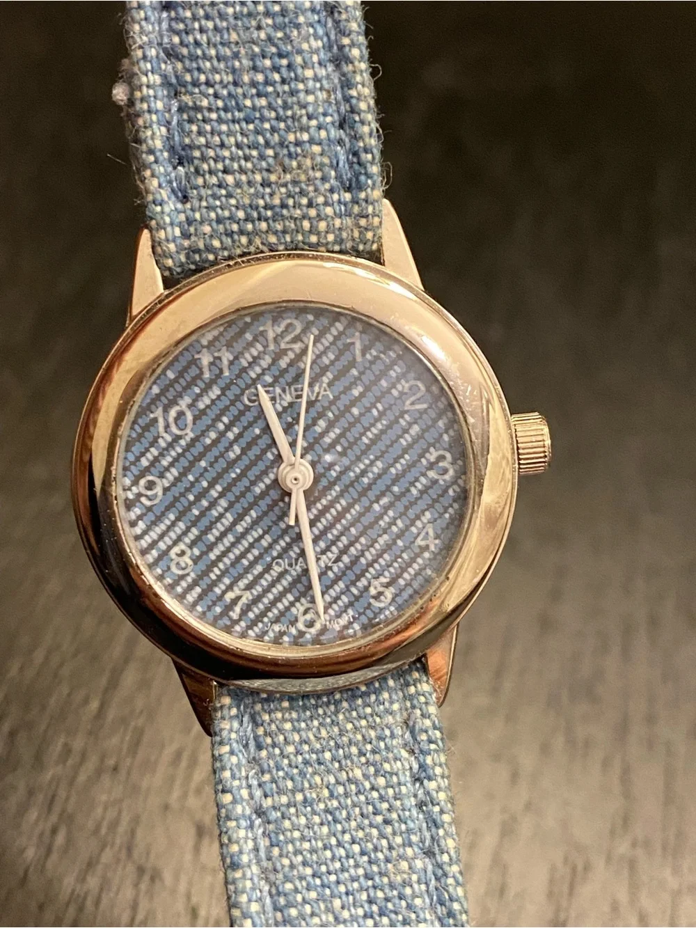 Geneva blue denim women’s quartz watch